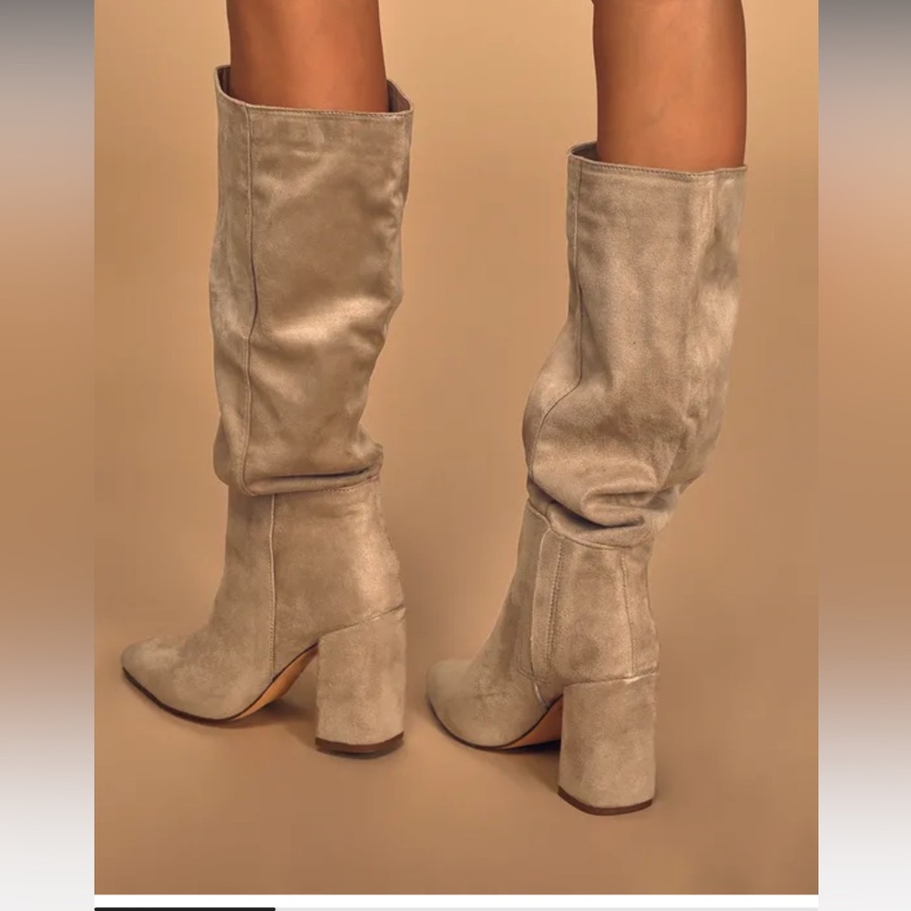 Suede Pointed Toe Knee High Boots